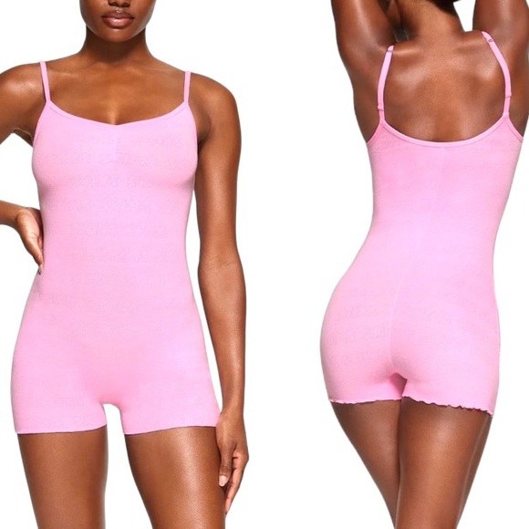 SKIMS Logo Pointelle Onesie 3X Bubble Gum Pink - Picture 3 of 6